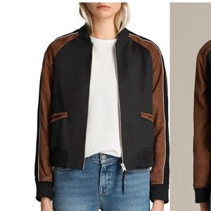 ALL SAINTS NWOT Atley Satin & Suede Bomber Jacket